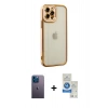 MARSİLYAN™- iPhone 12 Pro Max Kılıf Çekirdek Klasik Serisi - Şeffaf Royal Nano Ekran Koruyucu + Neon Fosforlu Kamera Lens - MI