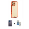 MARSİLYAN™- iPhone 12 Pro Max Kılıf Çekirdek Klasik Serisi - Şeffaf Royal Nano Ekran Koruyucu + Neon Fosforlu Kamera Lens - MI