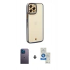 MARSİLYAN™- iPhone 12 Pro Max Kılıf Çekirdek Klasik Serisi - Şeffaf Royal Nano Ekran Koruyucu + Neon Fosforlu Kamera Lens - MI