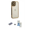 MARSİLYAN™- iPhone 12 Pro Max Kılıf Çekirdek Klasik Serisi - Şeffaf Royal Nano Ekran Koruyucu + Renkli Kamera Lens Koruma Cam - PE