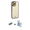 MARSİLYAN™- iPhone 12 Pro Max Kılıf Çekirdek Klasik Serisi - Şeffaf Royal Nano Ekran Koruyucu + Renkli Kamera Lens Koruma Cam - PE