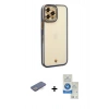 MARSİLYAN™- iPhone 12 Pro Max Kılıf Çekirdek Klasik Serisi - Şeffaf Royal Nano Ekran Koruyucu + Renkli Kamera Lens Koruma Cam - MI