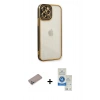 MARSİLYAN™- iPhone 12 Pro Max Kılıf Çekirdek Klasik Serisi - Şeffaf Royal Nano Ekran Koruyucu + Shine Kamera Lens Koruma Cam - SABE