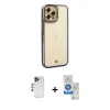 MARSİLYAN™- iPhone 12 Pro Max Kılıf Çekirdek Klasik Serisi - Şeffaf Royal Nano Ekran Koruyucu + Shine Kamera Lens - LT