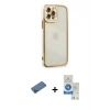 MARSİLYAN™- iPhone 12 Pro Max Kılıf Çekirdek Klasik Serisi - Şeffaf Royal Nano Ekran Koruyucu + Shine Kamera Lens Koruma Cam - GD