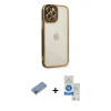 MARSİLYAN™- iPhone 12 Pro Max Kılıf Çekirdek Klasik Serisi - Şeffaf Royal Nano Ekran Koruyucu + Shine Kamera Lens Koruma Cam - PE