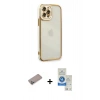 MARSİLYAN™- iPhone 12 Pro Max Kılıf Çekirdek Klasik Serisi - Şeffaf Royal Nano Ekran Koruyucu + Shine Kamera Lens Koruma Cam - SABE