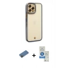 MARSİLYAN™- iPhone 12 Pro Max Kılıf Çekirdek Klasik Serisi - Şeffaf Royal Nano Ekran Koruyucu + Shine Kamera Lens Koruma Cam - GD