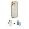 MARSİLYAN™- iPhone 12 Pro Max Kılıf Çekirdek Klasik Serisi - Şeffaf Royal Nano Ekran Koruyucu + Shine Kamera Lens - LT
