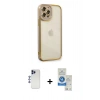 MARSİLYAN™- iPhone 12 Pro Max Kılıf Çekirdek Klasik Serisi - Şeffaf Royal Nano Ekran Koruyucu + Shine Kamera Lens - LT