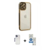 MARSİLYAN™- iPhone 12 Pro Max Kılıf Çekirdek Klasik Serisi - Şeffaf Royal Nano Ekran Koruyucu + Shine Kamera Lens - LT