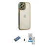 MARSİLYAN™- iPhone 12 Pro Max Kılıf Çekirdek Klasik Serisi - Şeffaf Royal Nano Ekran Koruyucu + Shine Kamera Lens Koruma Cam - GD