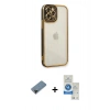 MARSİLYAN™- iPhone 12 Pro Max Kılıf Çekirdek Klasik Serisi - Şeffaf Royal Nano Ekran Koruyucu + Shine Kamera Lens Koruma Cam - SH