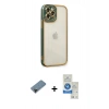 MARSİLYAN™- iPhone 12 Pro Max Kılıf Çekirdek Klasik Serisi - Şeffaf Royal Nano Ekran Koruyucu + Shine Kamera Lens Koruma Cam - SH