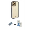 MARSİLYAN™- iPhone 12 Pro Max Kılıf Çekirdek Klasik Serisi - Şeffaf Royal Nano Ekran Koruyucu + Shine Kamera Lens Koruma Cam - SH