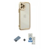 MARSİLYAN™- iPhone 12 Pro Max Kılıf Çekirdek Klasik Serisi - Şeffaf Royal Nano Ekran Koruyucu + Shine Kamera Lens Koruma Cam - SH