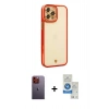 MARSİLYAN™- iPhone 12 Pro Max Kılıf Çekirdek Klasik Serisi - Şeffaf Royal Nano Ekran Koruyucu + Neon Fosforlu Kamera Lens - TU