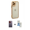 MARSİLYAN™- iPhone 12 Pro Max Kılıf Çekirdek Klasik Serisi - Şeffaf Royal Nano Ekran Koruyucu + Neon Fosforlu Kamera Lens - TU