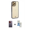 MARSİLYAN™- iPhone 12 Pro Max Kılıf Çekirdek Klasik Serisi - Şeffaf Royal Nano Ekran Koruyucu + Neon Fosforlu Kamera Lens - TU