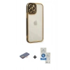 MARSİLYAN™- iPhone 12 Pro Max Kılıf Çekirdek Klasik Serisi - Şeffaf Royal Nano Ekran Koruyucu + Renkli Kamera Lens Koruma Cam - TU
