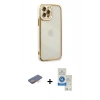 MARSİLYAN™- iPhone 12 Pro Max Kılıf Çekirdek Klasik Serisi - Şeffaf Royal Nano Ekran Koruyucu + Renkli Kamera Lens Koruma Cam - TU
