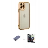 MARSİLYAN™- iPhone 12 Pro Max Kılıf Çekirdek Klasik Serisi - Şeffaf Temperli Cam Ekran Koruyucu + Metal Kamera Lens Koruma Cam - GD