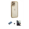 MARSİLYAN™- iPhone 12 Pro Max Kılıf Çekirdek Klasik Serisi - Şeffaf Temperli Cam Ekran Koruyucu + Shine Kamera Lens Koruma Cam - GD