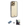 MARSİLYAN™- iPhone 12 Pro Max Kılıf Çekirdek Klasik Serisi - Şeffaf Temperli Cam Ekran Koruyucu + Shine Kamera Lens Koruma Cam - GD
