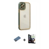 MARSİLYAN™- iPhone 12 Pro Max Kılıf Çekirdek Klasik Serisi - Şeffaf Temperli Cam Ekran Koruyucu + Shine Kamera Lens Koruma Cam - GD