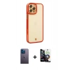 MARSİLYAN™- iPhone 12 Pro Max Kılıf Çekirdek Klasik Serisi - Şeffaf Temperli Cam Ekran Koruyucu + Neon Fosforlu Kamera Lens - MI
