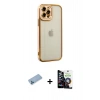 MARSİLYAN™- iPhone 12 Pro Max Kılıf Çekirdek Klasik Serisi - Şeffaf Temperli Cam Ekran Koruyucu + Mavi Shine Kamera Lens Koruma Cam