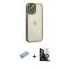 MARSİLYAN™- iPhone 12 Pro Max Kılıf Çekirdek Klasik Serisi - Şeffaf Temperli Cam Ekran Koruyucu + Mavi Shine Kamera Lens Koruma Cam