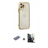 MARSİLYAN™- iPhone 12 Pro Max Kılıf Çekirdek Klasik Serisi - Şeffaf Temperli Cam Ekran Koruyucu + Renkli Kamera Lens Koruma Cam - PE