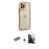 MARSİLYAN™- iPhone 12 Pro Max Kılıf Çekirdek Klasik Serisi - Şeffaf Temperli Cam Ekran Koruyucu + Renkli Kamera Lens Koruma Cam - YL