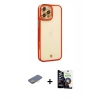 MARSİLYAN™- iPhone 12 Pro Max Kılıf Çekirdek Klasik Serisi - Şeffaf Temperli Cam Ekran Koruyucu + Renkli Kamera Lens Koruma Cam - SI