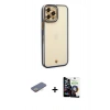 MARSİLYAN™- iPhone 12 Pro Max Kılıf Çekirdek Klasik Serisi - Şeffaf Temperli Cam Ekran Koruyucu + Renkli Kamera Lens Koruma Cam - SI