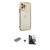 MARSİLYAN™- iPhone 12 Pro Max Kılıf Çekirdek Klasik Serisi - Şeffaf Temperli Cam Ekran Koruyucu + Renkli Kamera Lens Koruma Cam - SI