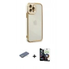 MARSİLYAN™- iPhone 12 Pro Max Kılıf Çekirdek Klasik Serisi - Şeffaf Temperli Cam Ekran Koruyucu + Renkli Kamera Lens Koruma Cam - YL