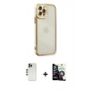 MARSİLYAN™- iPhone 12 Pro Max Kılıf Çekirdek Klasik Serisi - Şeffaf Temperli Cam Ekran Koruyucu + Shine Kamera Lens - GD