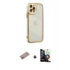 MARSİLYAN™- iPhone 12 Pro Max Kılıf Çekirdek Klasik Serisi - Şeffaf Temperli Cam Ekran Koruyucu + Shine Kamera Lens Koruma Cam - SABE