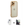 MARSİLYAN™- iPhone 12 Pro Max Kılıf Çekirdek Klasik Serisi - Şeffaf Temperli Cam Ekran Koruyucu + Shine Kamera Lens - LT