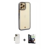 MARSİLYAN™- iPhone 12 Pro Max Kılıf Çekirdek Klasik Serisi - Şeffaf Temperli Cam Ekran Koruyucu + Shine Kamera Lens - GD