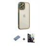 MARSİLYAN™- iPhone 12 Pro Max Kılıf Çekirdek Klasik Serisi - Şeffaf Temperli Cam Ekran Koruyucu + Shine Kamera Lens Koruma Cam - GS