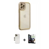 MARSİLYAN™- iPhone 12 Pro Max Kılıf Çekirdek Klasik Serisi - Şeffaf Temperli Cam Ekran Koruyucu + Shine Kamera Lens - GD