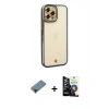 MARSİLYAN™- iPhone 12 Pro Max Kılıf Çekirdek Klasik Serisi - Şeffaf Temperli Cam Ekran Koruyucu + Shine Kamera Lens Koruma Cam - SH