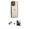 MARSİLYAN™- iPhone 12 Pro Max Kılıf Çekirdek Klasik Serisi - Şeffaf Temperli Cam Ekran Koruyucu + Shine Kamera Lens Koruma Cam - GI
