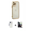 MARSİLYAN™- iPhone 12 Pro Max Kılıf Çekirdek Klasik Serisi - Şeffaf Temperli Cam Ekran Koruyucu + Shine Kamera Lens - LT