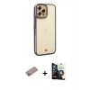 MARSİLYAN™- iPhone 12 Pro Max Kılıf Çekirdek Klasik Serisi - Şeffaf Temperli Cam Ekran Koruyucu + Shine Kamera Lens Koruma Cam - SABE