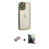 MARSİLYAN™- iPhone 12 Pro Max Kılıf Çekirdek Klasik Serisi - Şeffaf Temperli Cam Ekran Koruyucu + Shine Kamera Lens Koruma Cam - SABE