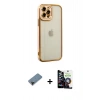 MARSİLYAN™- iPhone 12 Pro Max Kılıf Çekirdek Klasik Serisi - Şeffaf Temperli Cam Ekran Koruyucu + Shine Kamera Lens Koruma Cam - SH